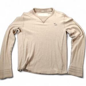 Abercrombie & Fitch Muscle Tan Waffle Knit Moose Thermal Pullover Sweater Y2K M